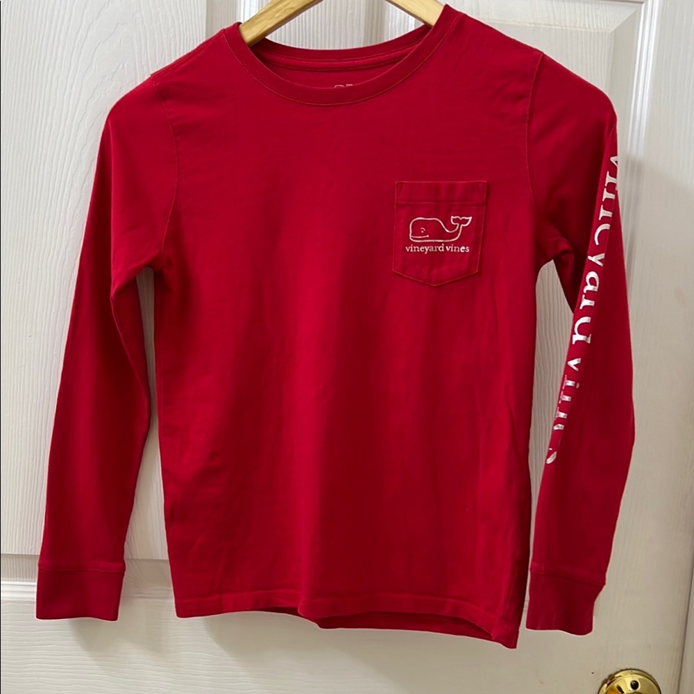 Vineyard Vines Red Long Sleeve Tee with Crew Neck